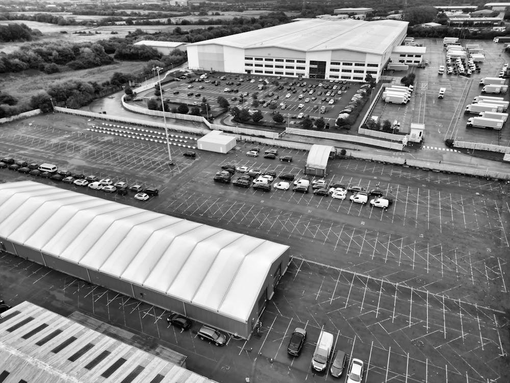 Industrial warehouse district along the I-77 corridor in Huntersville, North Carolina
